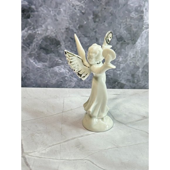 Vintage Dresden Germany Porcelain Angel Musician Platinum Trim Figurine 5" - Picture 3 of 6